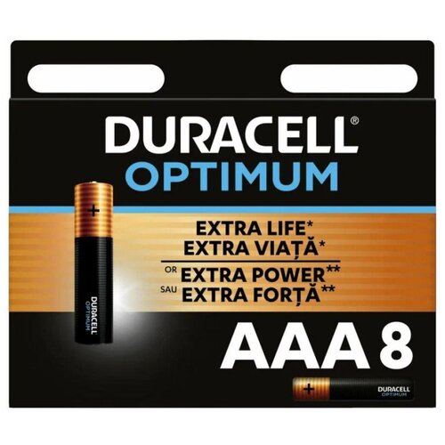 Элемент питания алкалиновый ААА 1.5В LR03-8BL Optimum 5014070 (блист.8шт) Duracell Б0056025
