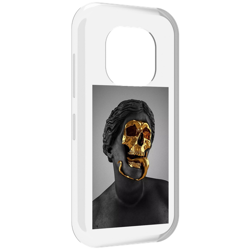 Чехол MyPads золотой череп в статуе для Doogee V20 задняя-панель-накладка-бампер
