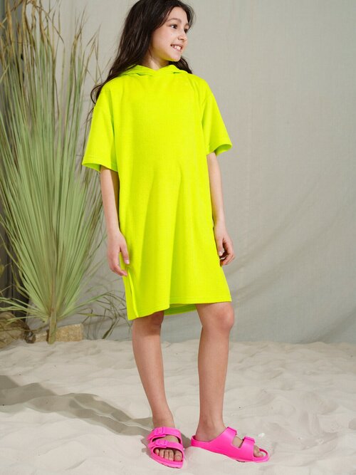 Платье playToday, трикотаж, однотонное, размер 134, зеленый