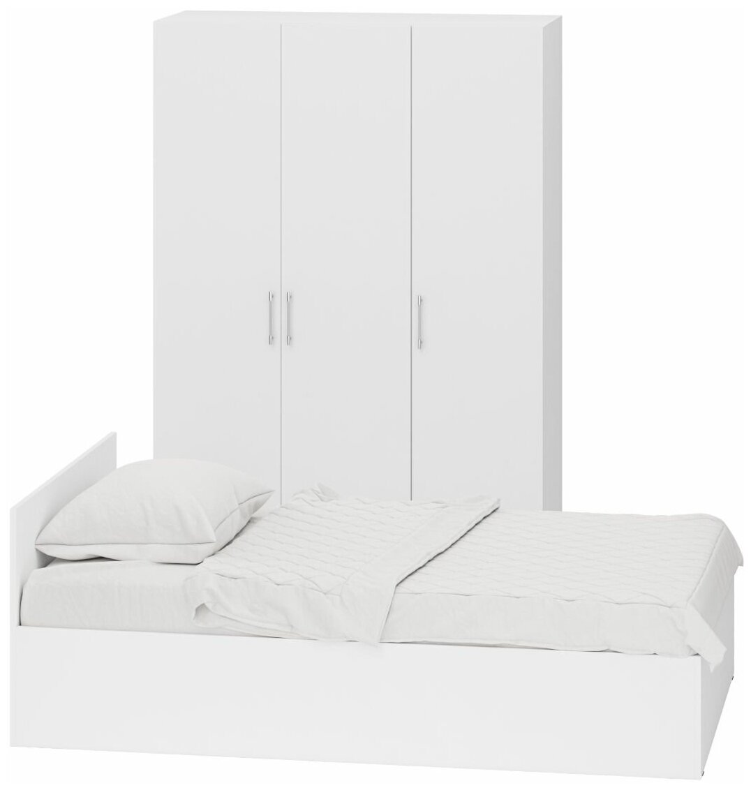 Спальный гарнитур белый № 1 Стандарт с кроватью 1200, цвет белый, спальное место 1200х2000 мм, без матраса, основание есть