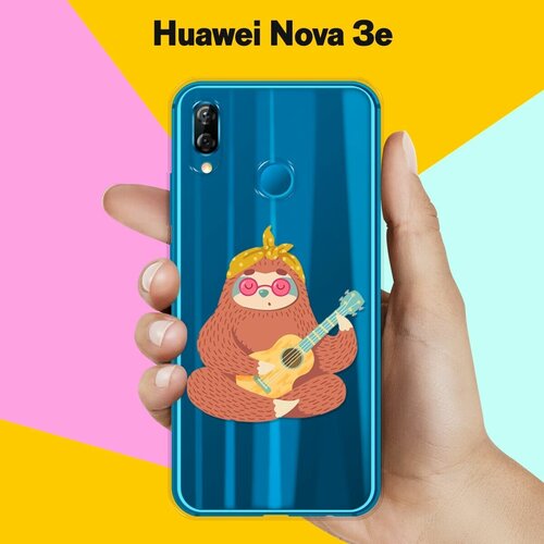 Силиконовый чехол Лама с гитарой на Huawei Nova 3e силиконовый чехол лама с гитарой на huawei y6 2019