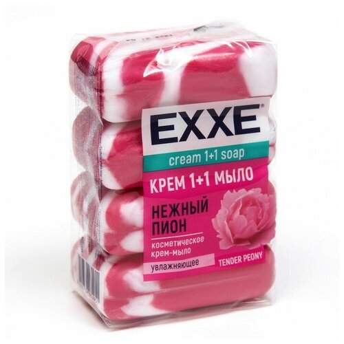 Exxe Крем-мыло Exxe, 1+1 Нежный пион, розовое полосатое, 4 шт. по 90 г