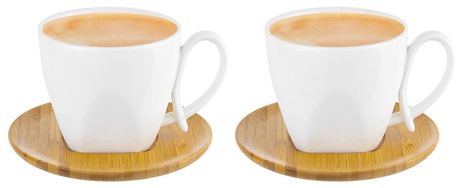 Чашка / кружка на подставке 2 шт для капучино и кофе латте 