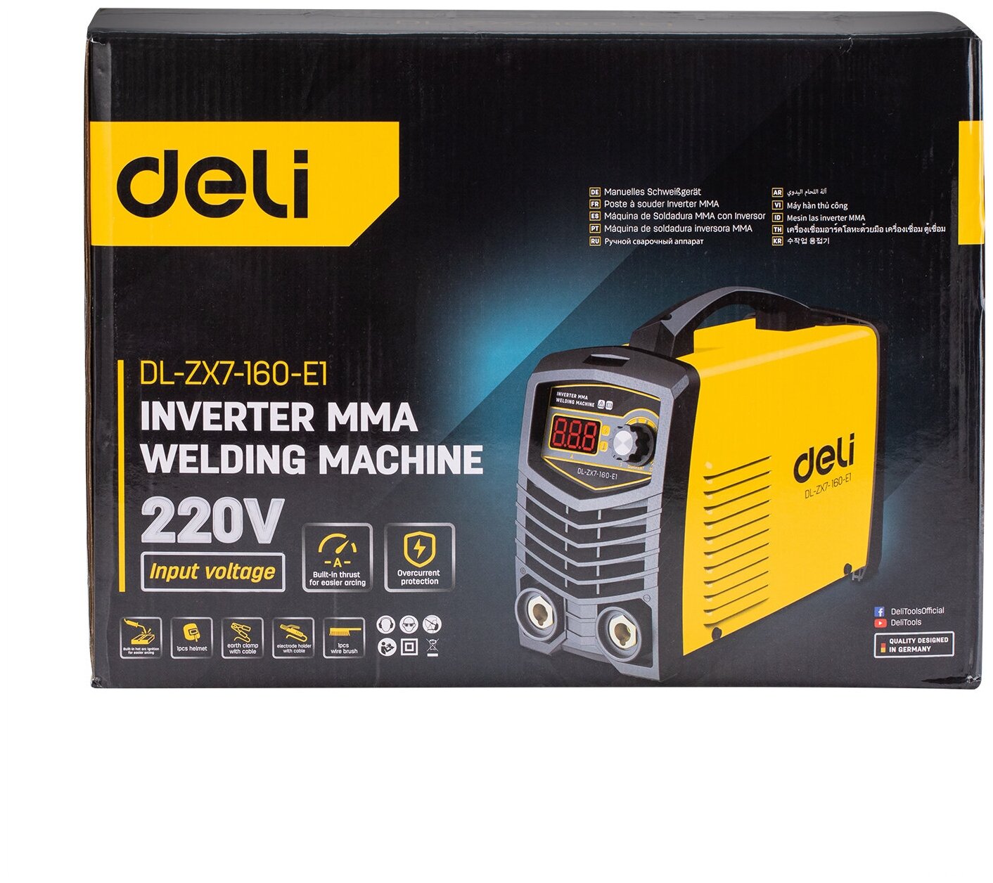 Сварочный аппарат инверторный Deli DL-ZX7-160-E1 (20-160А, 6,8кВт, 40%, диаметр электрода 1,6-4мм) - фото №6