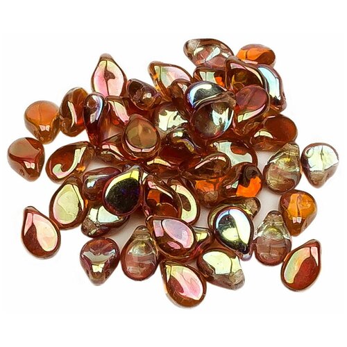 Стеклянные чешские бусины, Pip Beads, 5х7 мм, цвет Crystal Orange Rainbow, 50 шт.