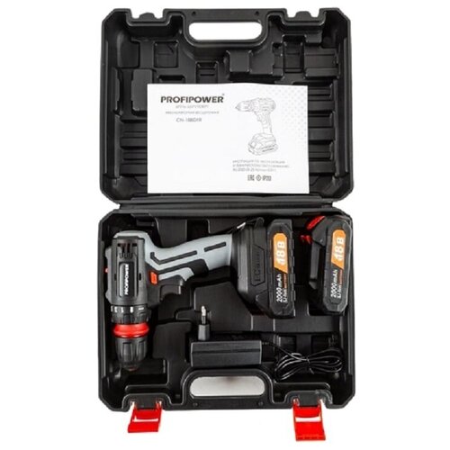 Аккумуляторная дрель-шуруповерт бесщеточная 18В Profipower DFRCN-18BT 2 акк2 Ач E0011 1125900₽