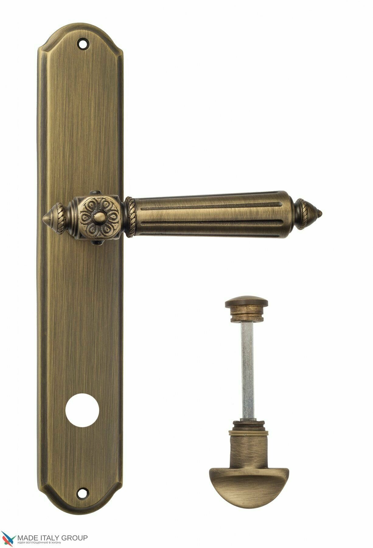 Дверная ручка на планке Fratelli Cattini "GRACIA CERAMICA BIANCO" WC-2 PL02-BY матовая бронза - фотография № 1