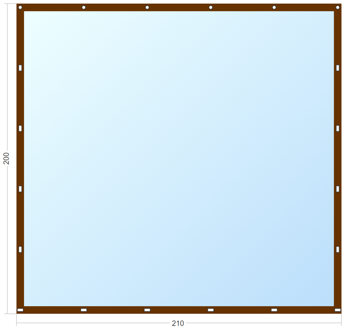 Мягкое окно Софтокна 210х200 см, Прозрачная пленка 0,7мм, Скоба-ремешок, Коричневая окантовка, Комплект для установки - фотография № 3