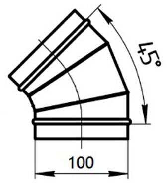 Отвод для круглых воздуховодов d100 мм на 45° оцинкованный - фотография № 2