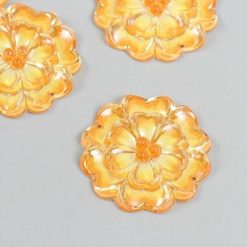 Декор для творчества пластик Кружевной цветок оранжевый 3,2х3,3 см5 шт. платье wisell кружевной цветок