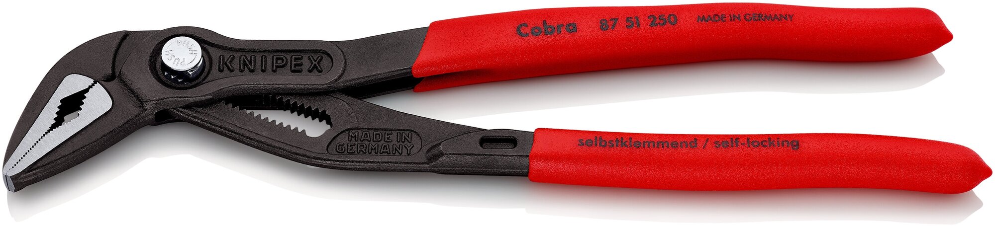 Клещи переставные KNIPEX COBRA ES тонкие, зев 32 мм, длина 250 мм, фосфатированные, обливные ручки KN-8751250