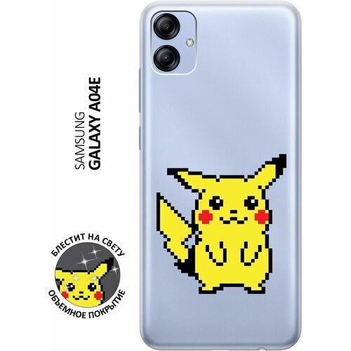 Силиконовый чехол на Samsung Galaxy A04e / Самсунг А04е с 3D принтом Pixel Pikachu прозрачный чехол книжка на samsung galaxy a04e самсунг а04е с 3d принтом pixel pikachu черный