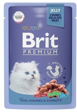 Brit Premium Пауч для котят, телятина с морковью в желе, 85г, 12 штук