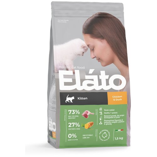 Сухой корм для котят Элато / Elato Holistic c курицей и уткой 1,5 кг