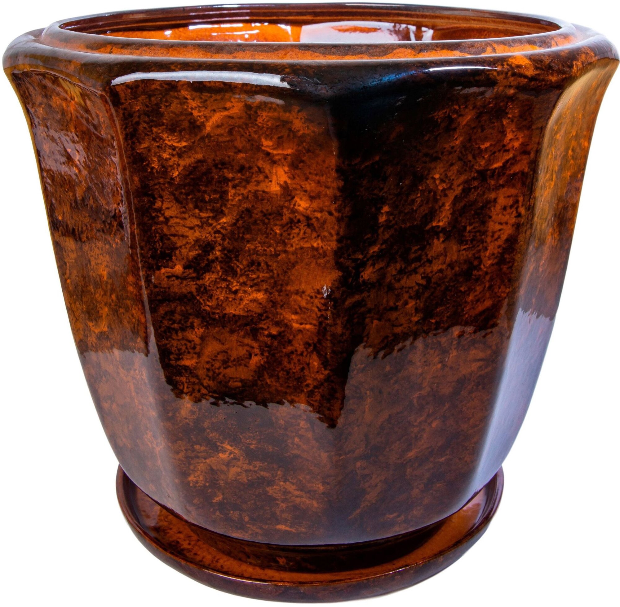 Горшок Каштан d36,5 см керамический коричневый с подставкой
