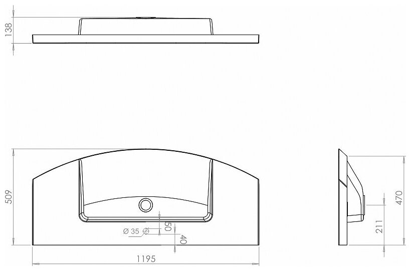 Раковина De Aqua Лонг 120 WL 120 НФ-00006753 Белая - фотография № 6