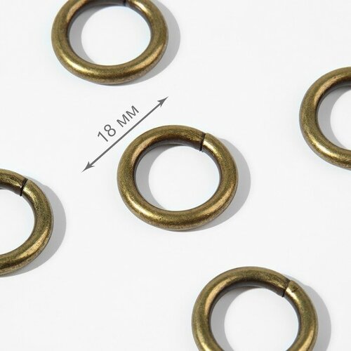 Кольца для сумок, d = 12/18 мм, толщина - 3 мм, 10 шт, цвет антик металлическое d образное кольцо 18 мм 5 шт