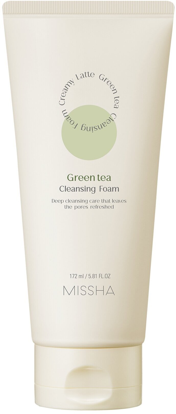 Пенка для умывания с зелёным чаем Missha Creamy Latte Cleansing Foam Green Tea 172 мл .