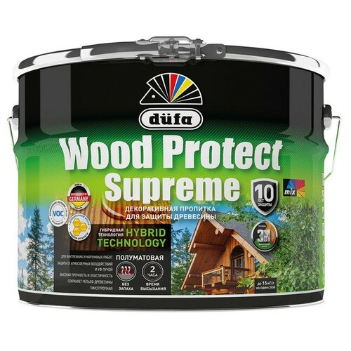 Средство деревозащитное dufa wood protect supreme 9л белый, арт. мп00-008386