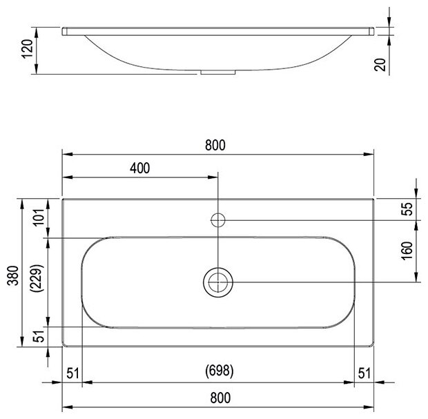 Ring XJK01180000 Раковина 80х38 см Ravak - фото №18