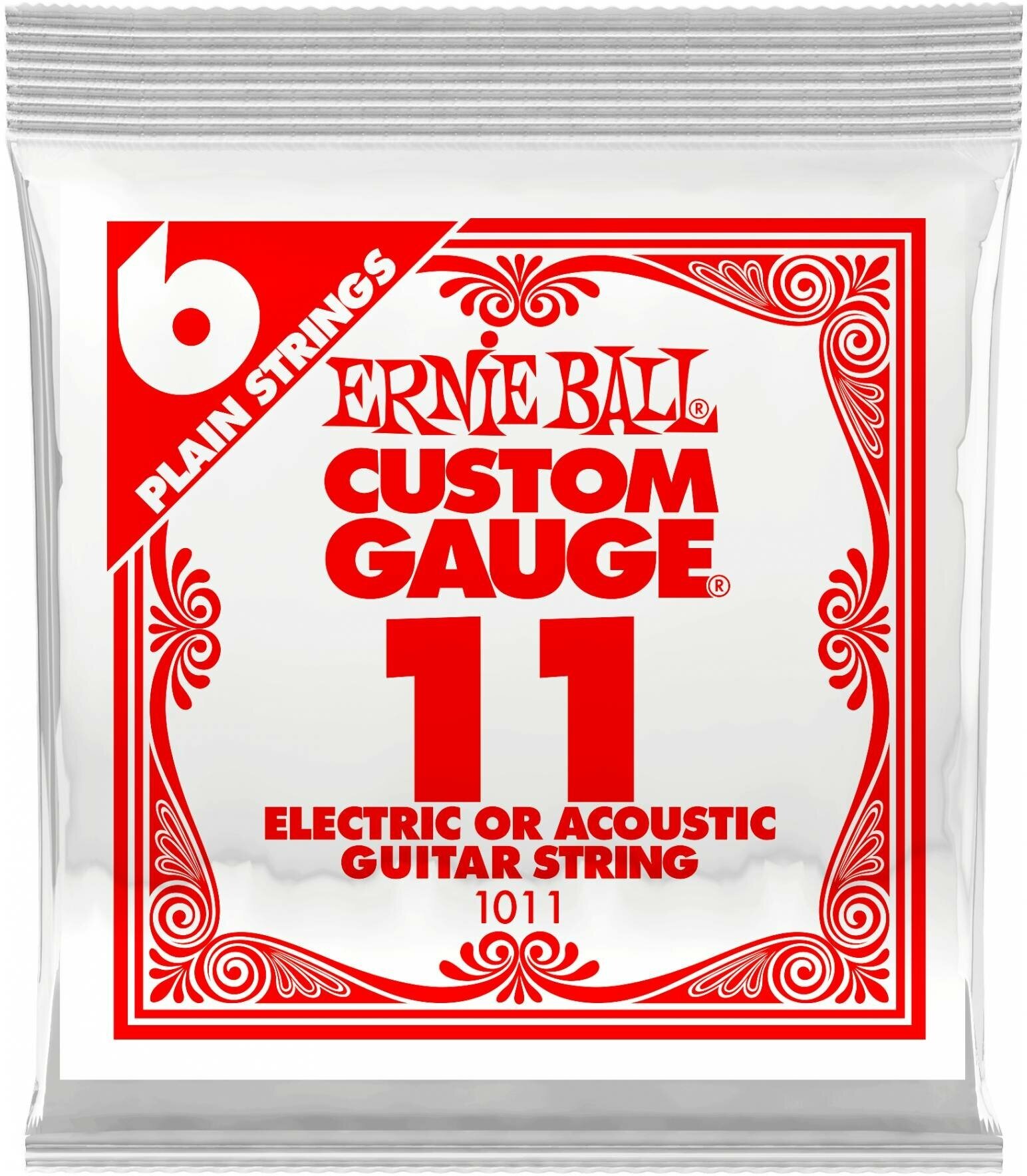 ERNIE BALL 1011 Plain Steel .011 - Струна одиночная для акустической и электрогитары