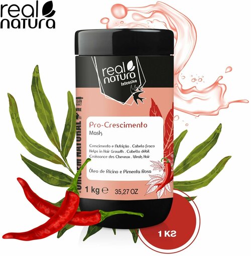 Real Natura / Маска PRO-CRESCIMENTO для роста и питания всех типов волос, 1 кг