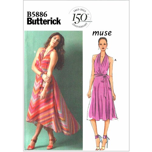 Выкройка Butterick №5886 Платье с поясом выкройка butterick 5709 топ блузон с поясом