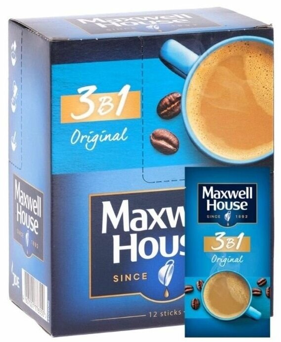 Кофейный напиток Maxwell House 3 в 1 растворимый 14 г х 12 шт