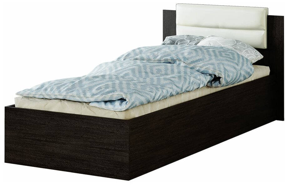 Кровать Фиеста 0,9 м NEW с мягким изголовьем Венге
