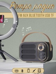 Ретро радиоприемник / беспроводная колонка FM AUX BLUETOOTH USB TF (черный)