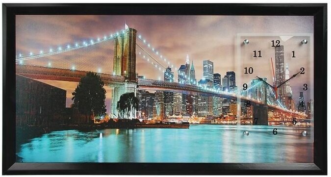 Сюжет Часы-картина настенные, серия: Город, "Бруклинский мост", 50 х 100 см