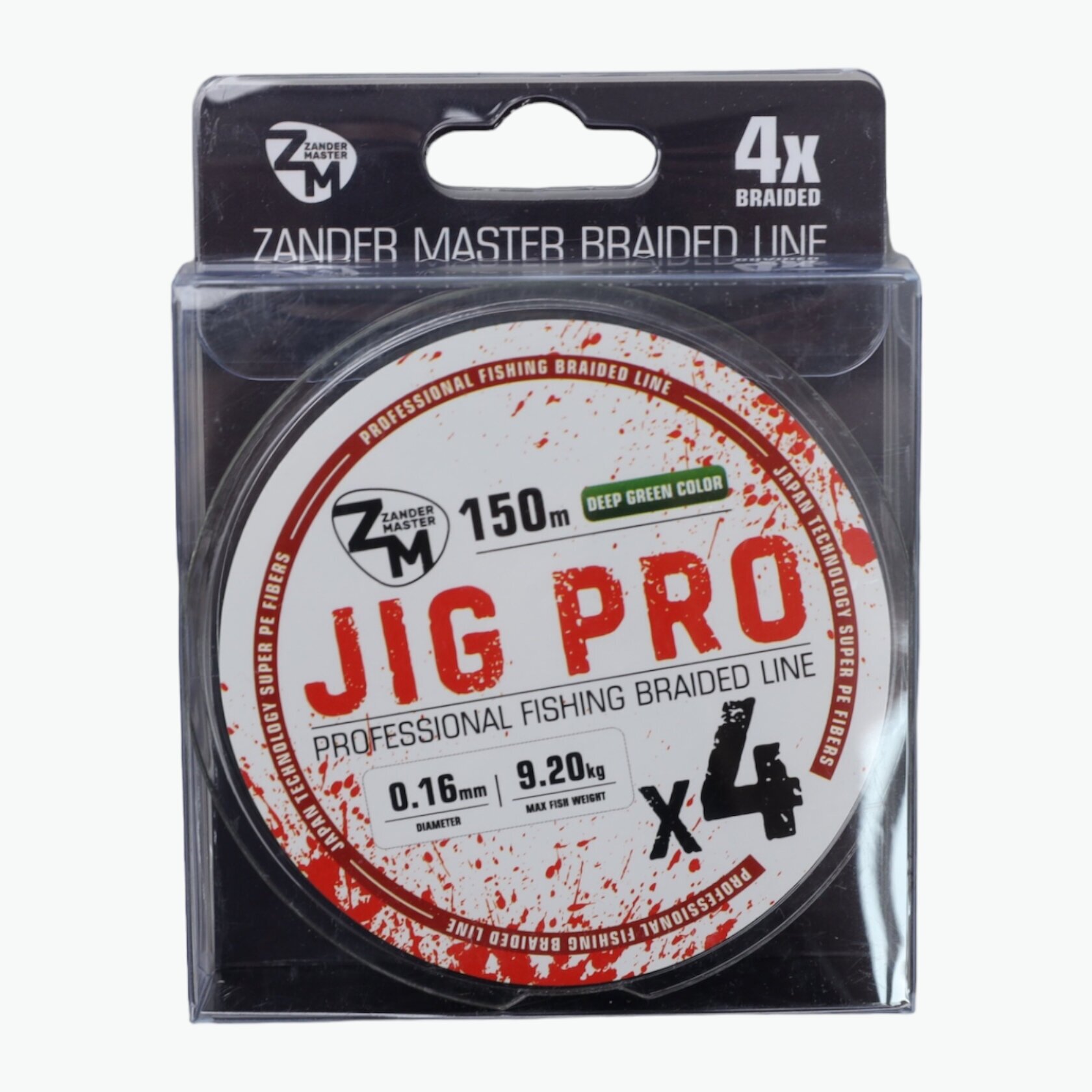 Плетеный шнур для рыбалки Zander Master JIG PRO 0.16, 150 м, 9.2 кг - Зеленый