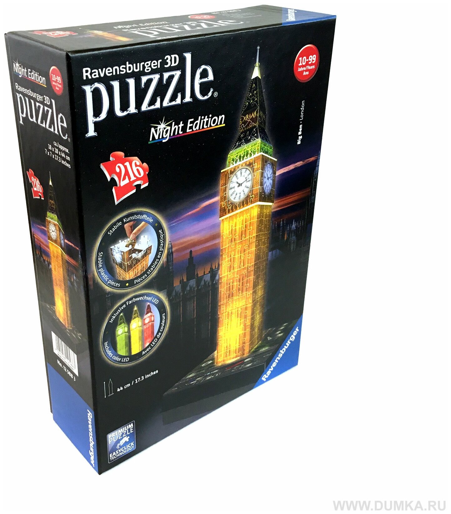 3D Пазл Ravensburger Ночной Биг-Бен 216 элементов - фото №6