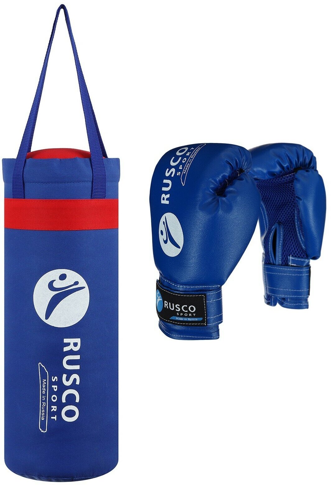 Набор боксёрский для начинающих RUSCO SPORT: мешок + перчатки, цвет синий (4 OZ)