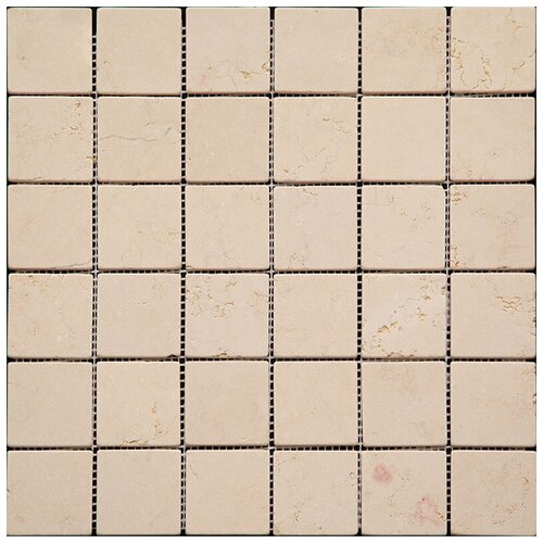 Мозаика из мрамора Natural Mosaic 4M21-48T 4 мм бежевый светлый квадрат матовый