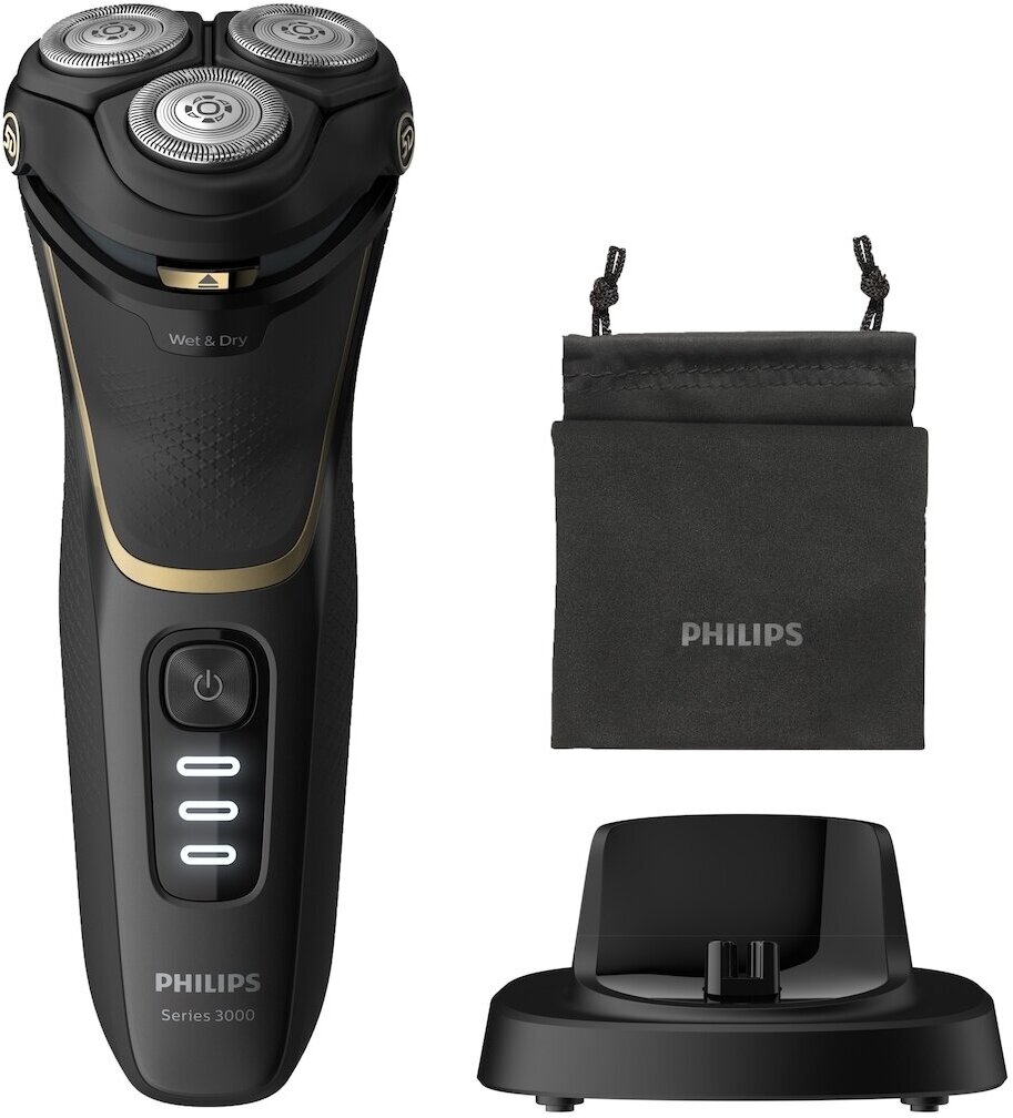 Электробритва PHILIPS Series 3000 , черный и золотистый - фото №1