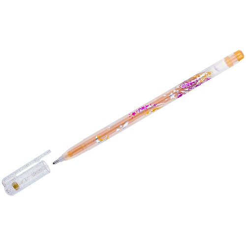 MTJ-500GLS(D) Ручка гелевая Crown Glitter Metal Jell розовая с блестками, 1,0мм