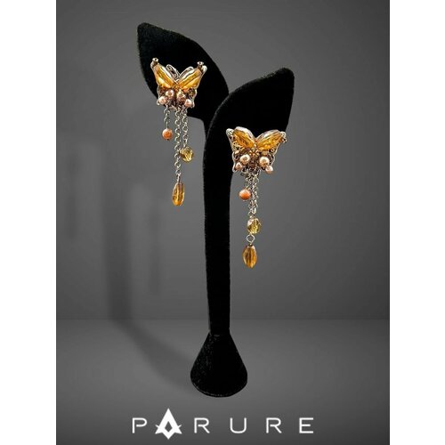 Серьги PARURE, искусственный камень, коричневый