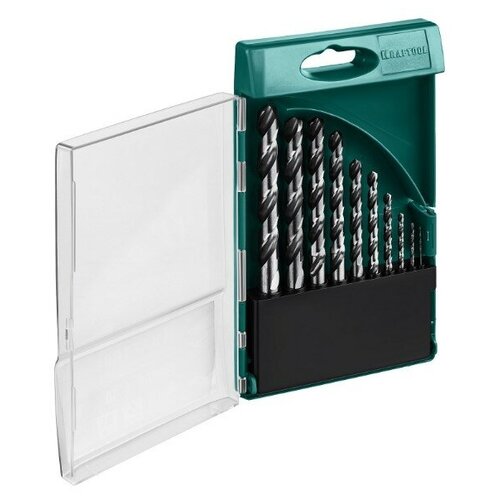 фото Kraftool hss-g 10шт(1-10мм), набор сверл по металлу hss-g, сталь м2(s6-5-2), 29651-h10