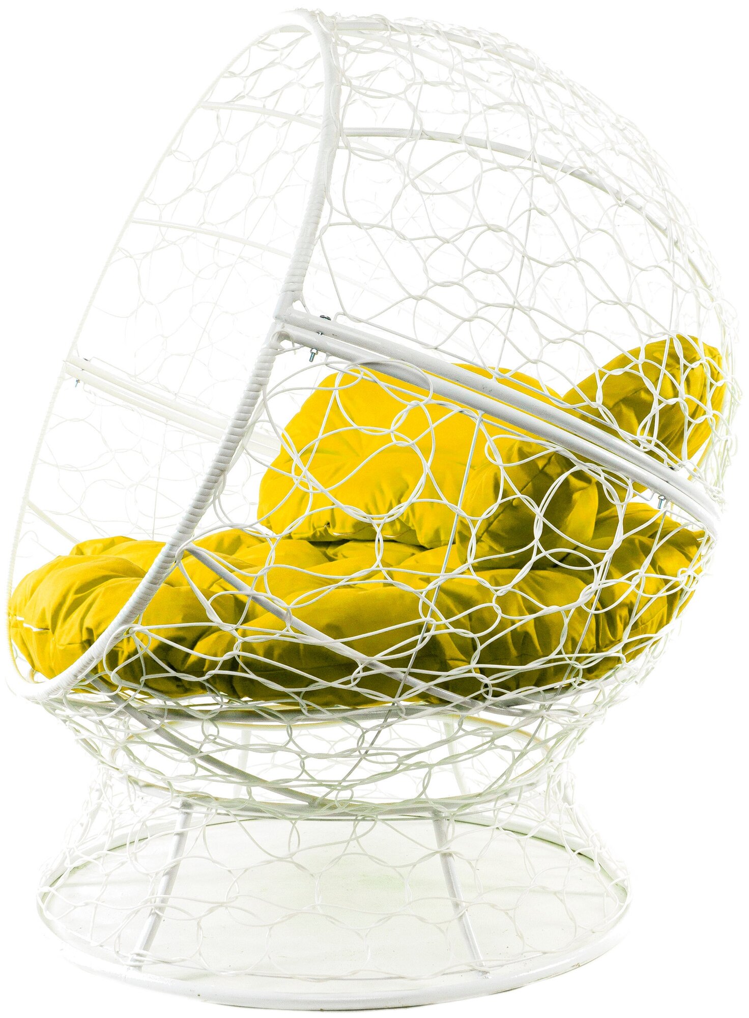 Кресло белое M-Group Апельсин ротанг, 11520111 желтая подушка - фотография № 2