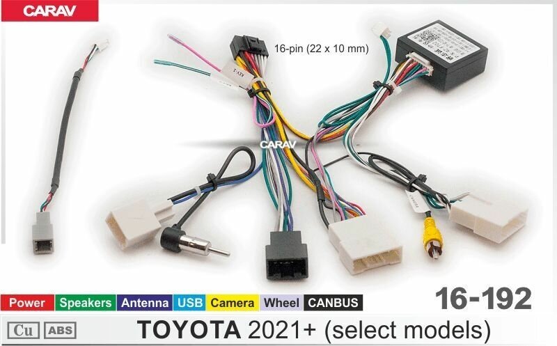 Адаптер CARAV 16-192 дополнительное оборудование для подключения 7/9/10.1 дюймовых автомагнитол на автомобили TOYOTA 2021+ (select models)