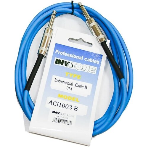 Invotone ACI1003B инструментальный кабель, mono jack 6,3 — mono jack 6,3, длина 3 м (синий) invotone aci1002 b инструментальный кабель 6 3 mono jack 6 3 mono jack 2 м синий