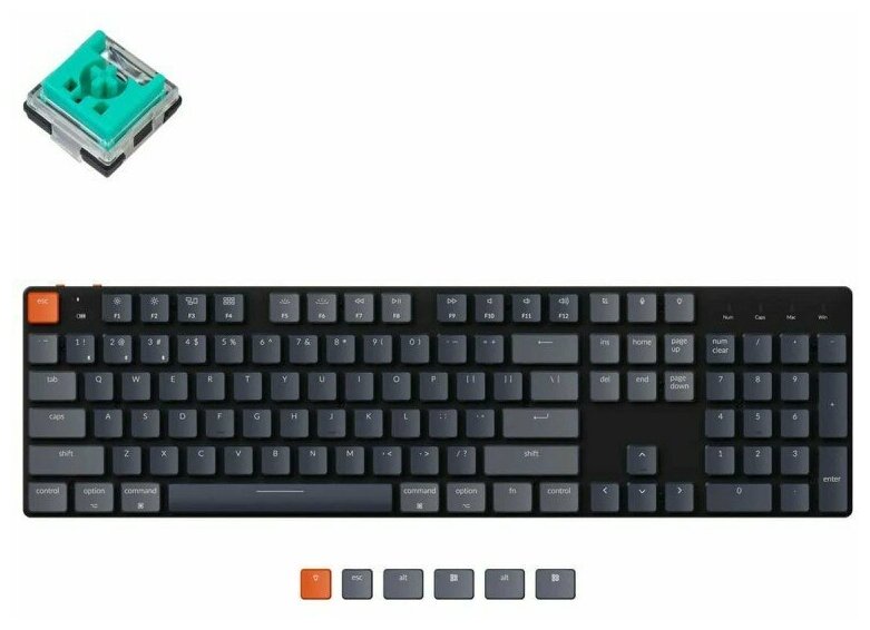 Беспроводная механическая ультратонкая клавиатура Keychron K5SE, Full Size, RGB подсветка, Mint Switch