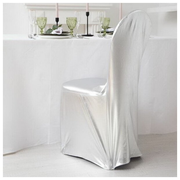 Чехол на стул со спинкой цвет серебро 90х40х40 см 100% п/э