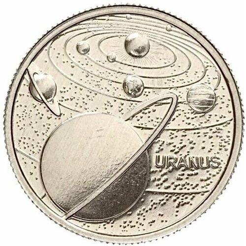 Памятная монета 1 куруш Уран. Солнечная система. Турция, 2022 г. в. Монета в состоянии UNC турция набор из 10 монет 1 куруш 2022 планеты солнечной системы космос unc