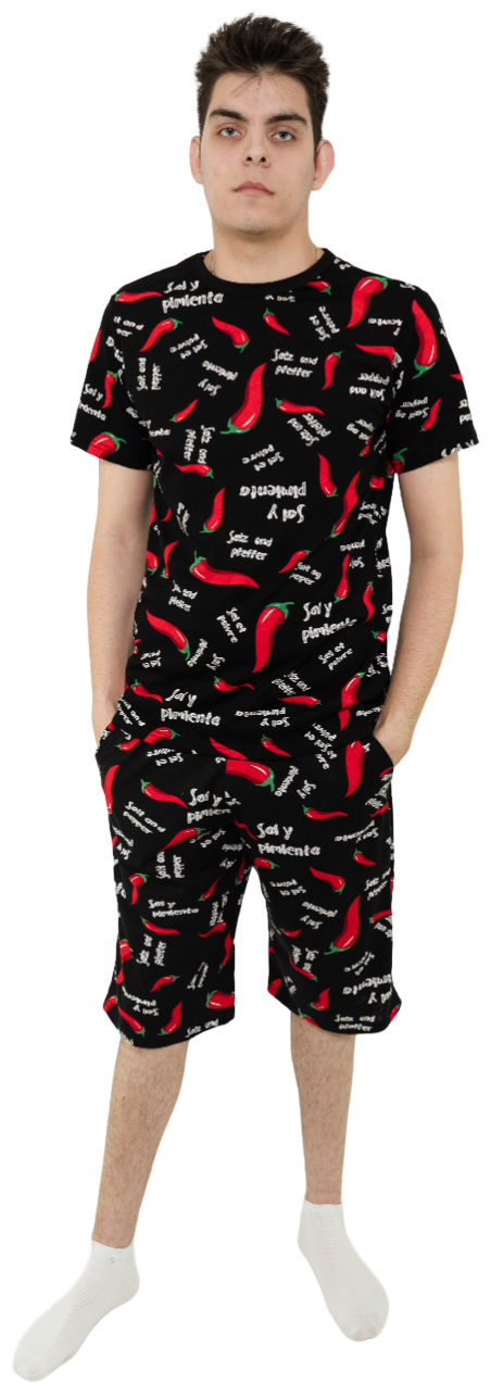 Мужская пижама, мужской пижамный комплект ARISTARHOV, Острый перчик, черный красный, размер 48 - фотография № 4