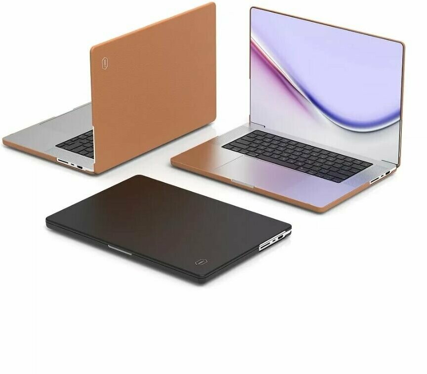 Чехол для ноутбука WiWU Leather Shield Case для Macbook 16.2" 2021, коричневый - фотография № 11