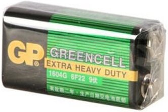 Батарейка солевая GP Greencell Extra Heavy Duty, 6F22-1S, 9В, крона, спайка, 1 шт. 1542529