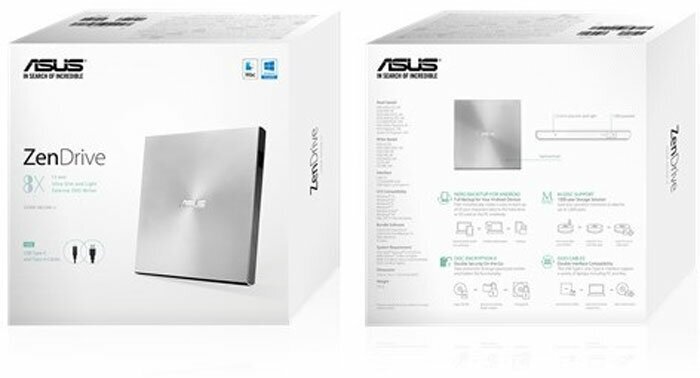 Оптический привод DVD-RW ASUS SDRW-08U9M-U, внешний, USB, серебристый, Ret [sdrw-08u9m-u/sil/g/as] - фото №7