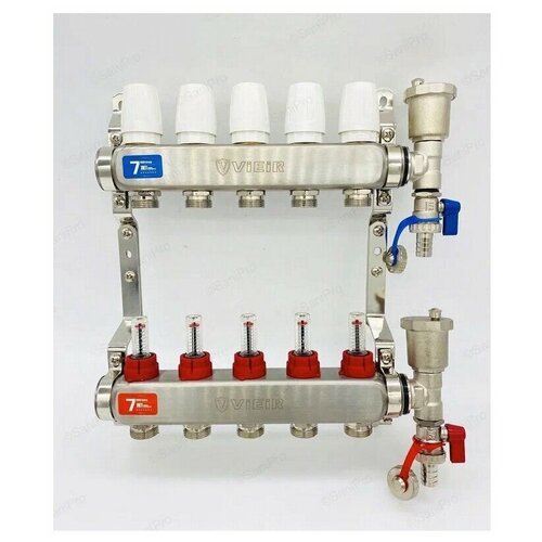 Коллектор для теплого пола VIEIR VR113-05A 1x 5 выходов с расходомерами